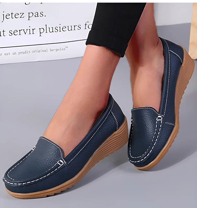 Leather Shoes For Women Flats White Black Loafers With Heels Shoes Casual Women's Moccasins Slip On Flat Shoes Summer Footwear