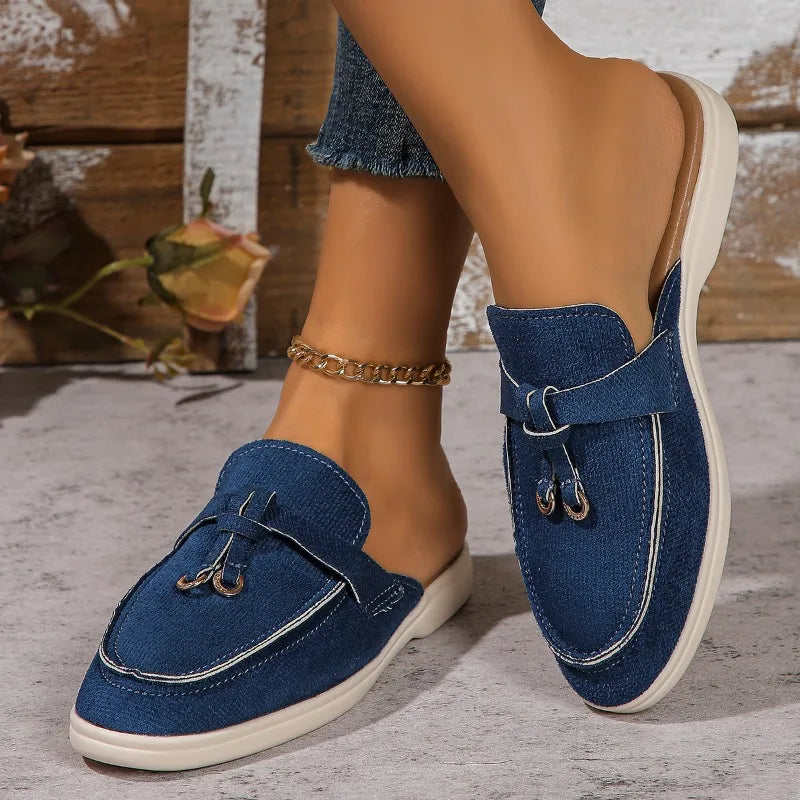 2025 New Casual Flat Bottom Lock Tassel Loafers Fashion Women Single Shoes Brand Metal Buckle Slipper Comfortable Slip on Shoes