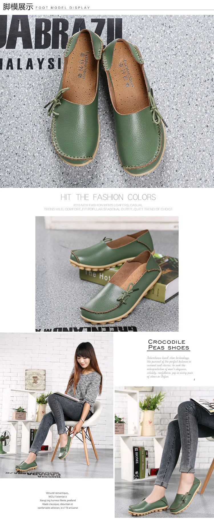New Moccasins Women Flats 2026 Autumn Woman Loafers Genuine Leather Female Shoes Slip On Ballet Bowtie Women's Shoes Big Size