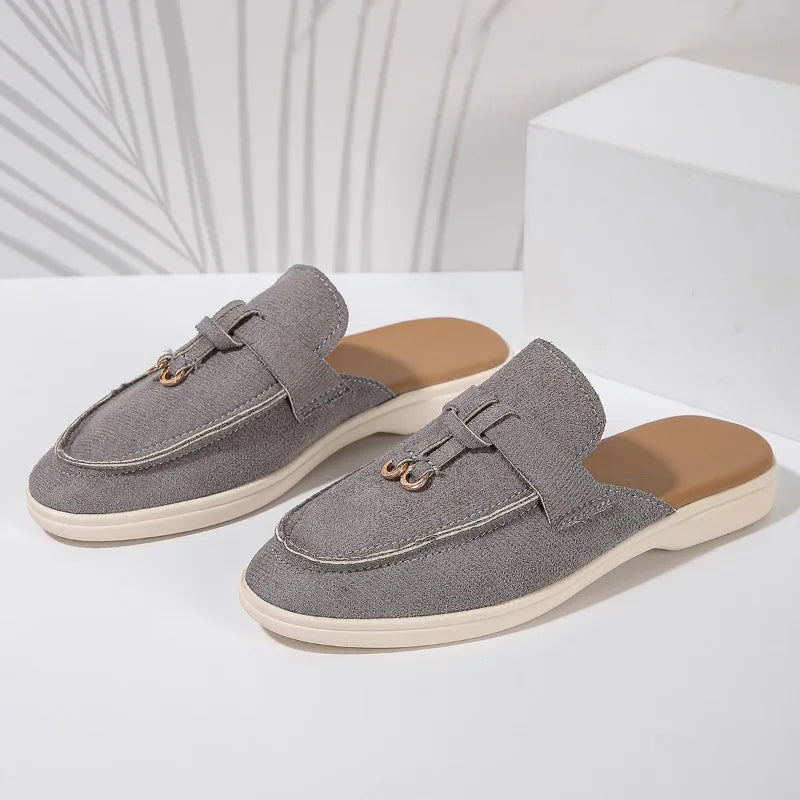 2025 New Casual Flat Bottom Lock Tassel Loafers Fashion Women Single Shoes Brand Metal Buckle Slipper Comfortable Slip on Shoes