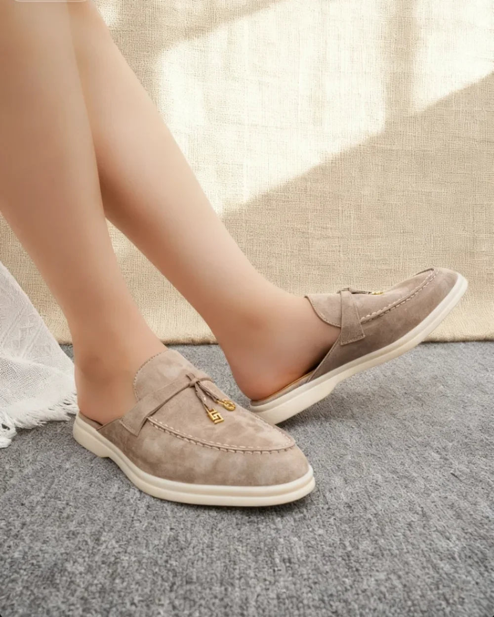 Luxury Designer Tassel Suede Leather Loafers for Women Slip On Slippers Flat Shoes Work Walking Shoes High Quality，GJ Brand 44