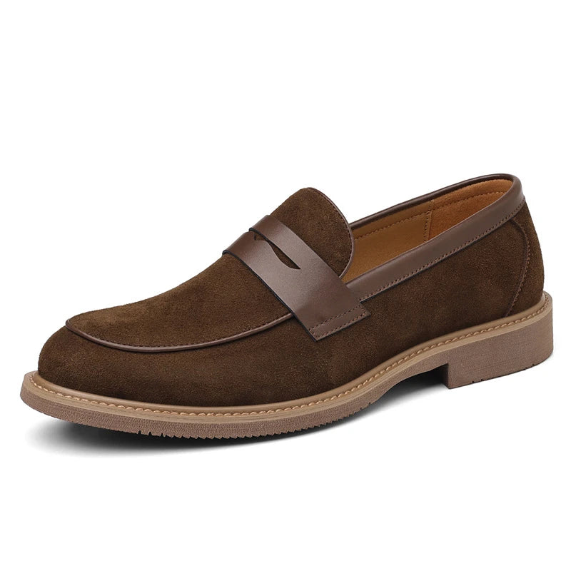 Men Loafer Shoes 2026 New Retro Nubuck Leather Shoes British Style Slip On Lazy Single Shoes Business Casual Leather Shoes For M