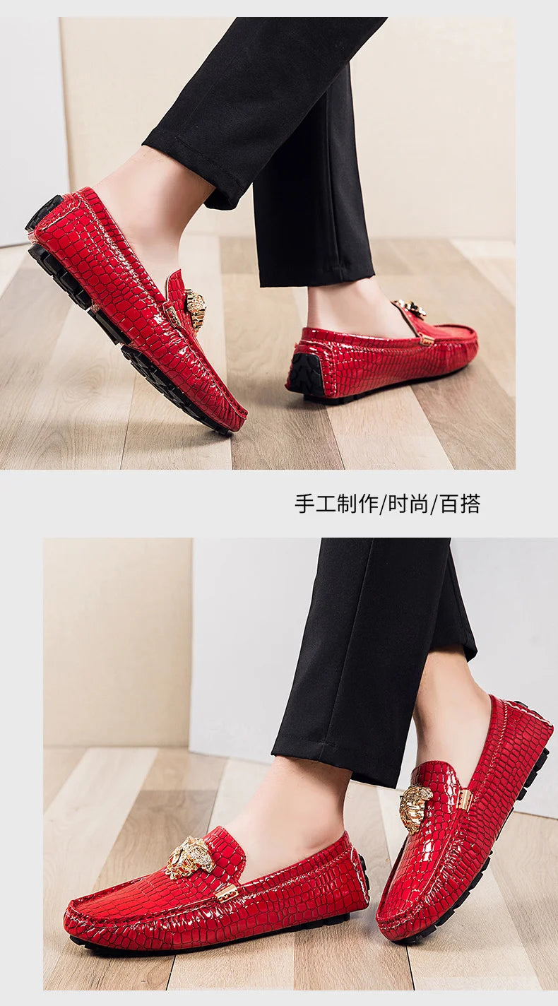 Mocassin Croco Rouge Homme