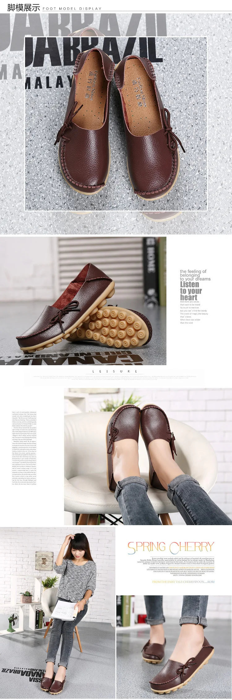 New Moccasins Women Flats 2026 Autumn Woman Loafers Genuine Leather Female Shoes Slip On Ballet Bowtie Women's Shoes Big Size