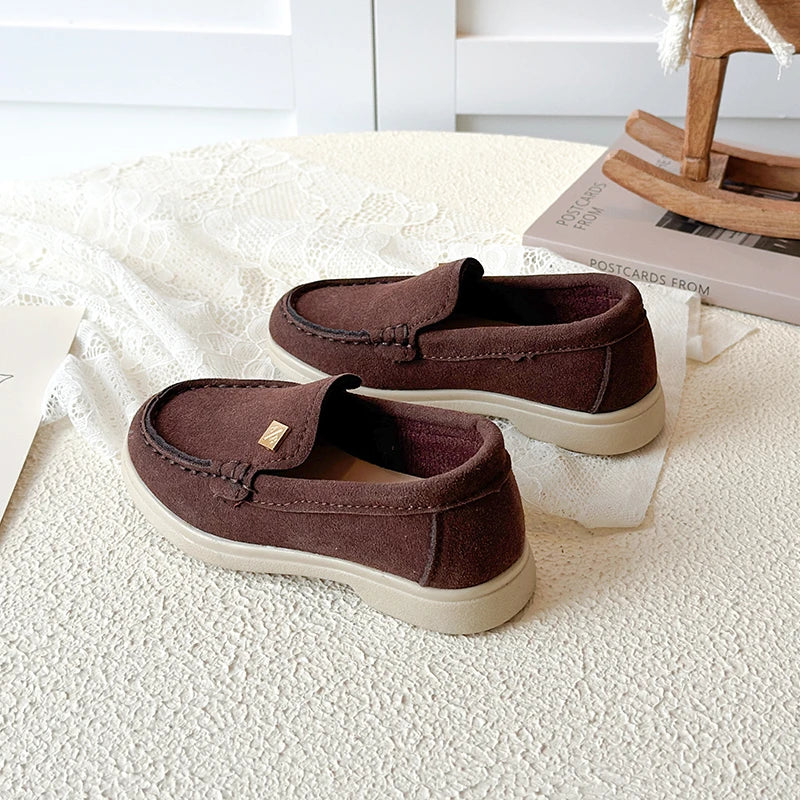 Spring Boy's Loafers Sewing Slip-on Handsome Daily Kid's Flat Shoe Solid Colors Anti-slip Fashion Comfy Children Shoes 7-12Y