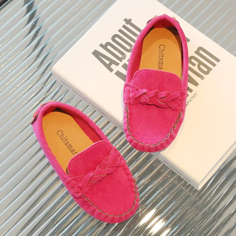 Boys Flat Leather Shoes Fashion Kids Flats Loafers Slip-on Moccasins Classic Children Party Shoes Soft Breathable Classic Braid
