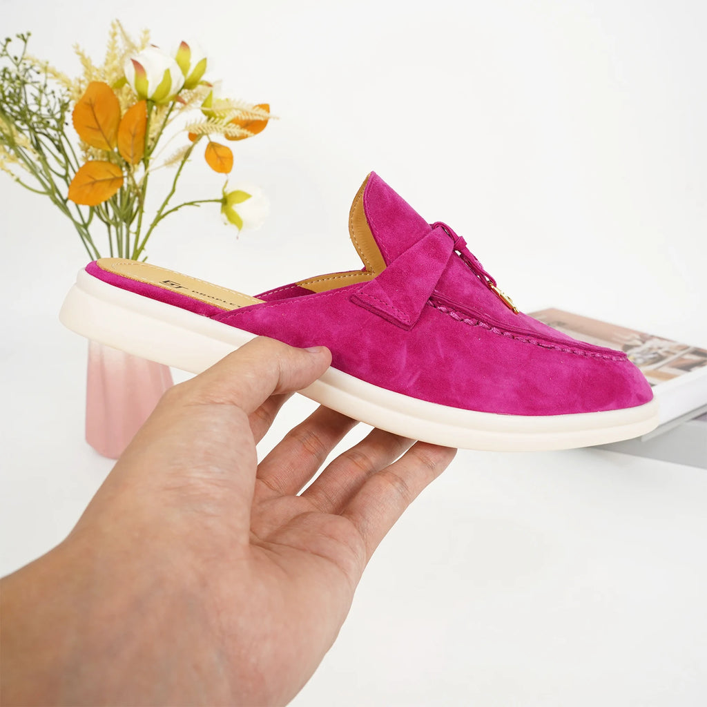 Luxury Designer Tassel Suede Leather Loafers for Women Slip On Slippers Flat Shoes Work Walking Shoes High Quality，GJ Brand 44