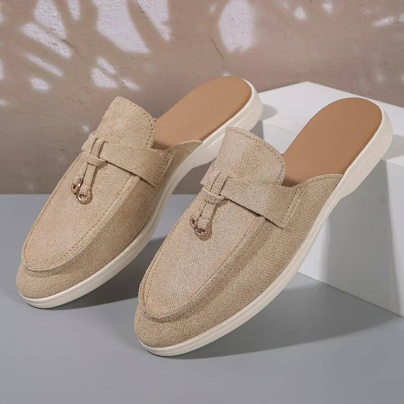 2025 New Casual Flat Bottom Lock Tassel Loafers Fashion Women Single Shoes Brand Metal Buckle Slipper Comfortable Slip on Shoes