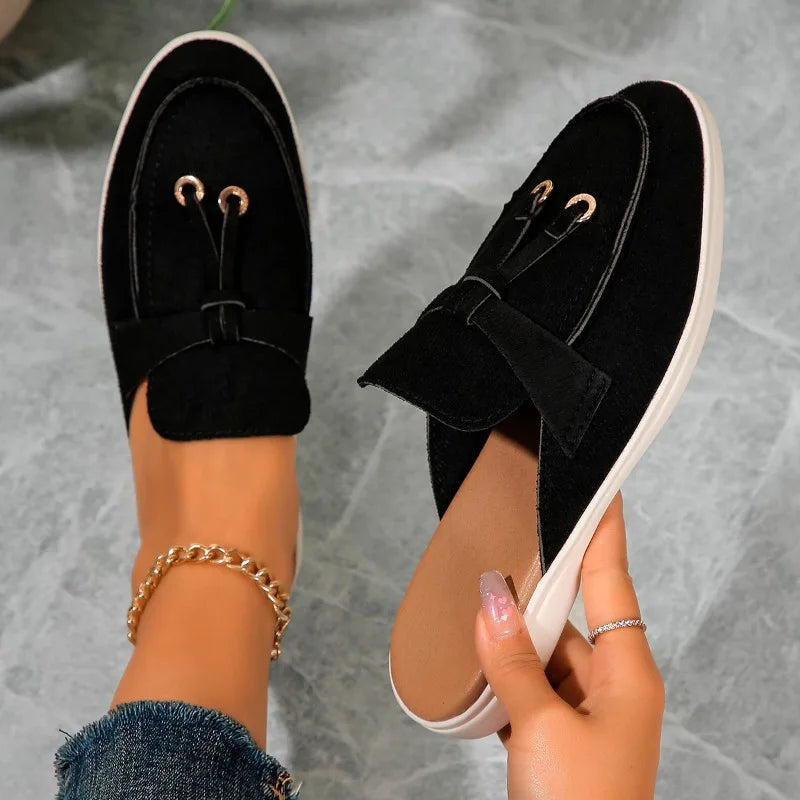 2025 New Casual Flat Bottom Lock Tassel Loafers Fashion Women Single Shoes Brand Metal Buckle Slipper Comfortable Slip on Shoes