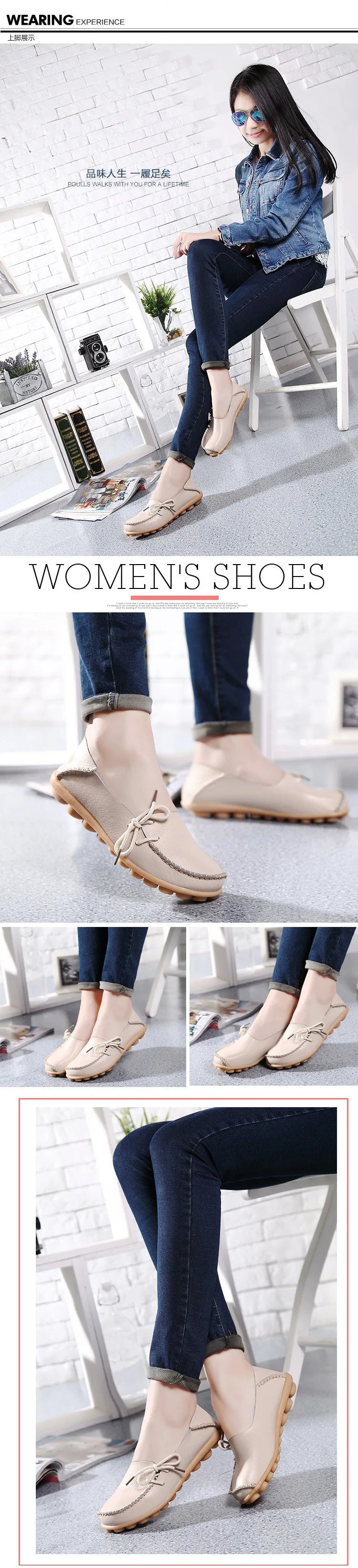 New Moccasins Women Flats 2026 Autumn Woman Loafers Genuine Leather Female Shoes Slip On Ballet Bowtie Women's Shoes Big Size