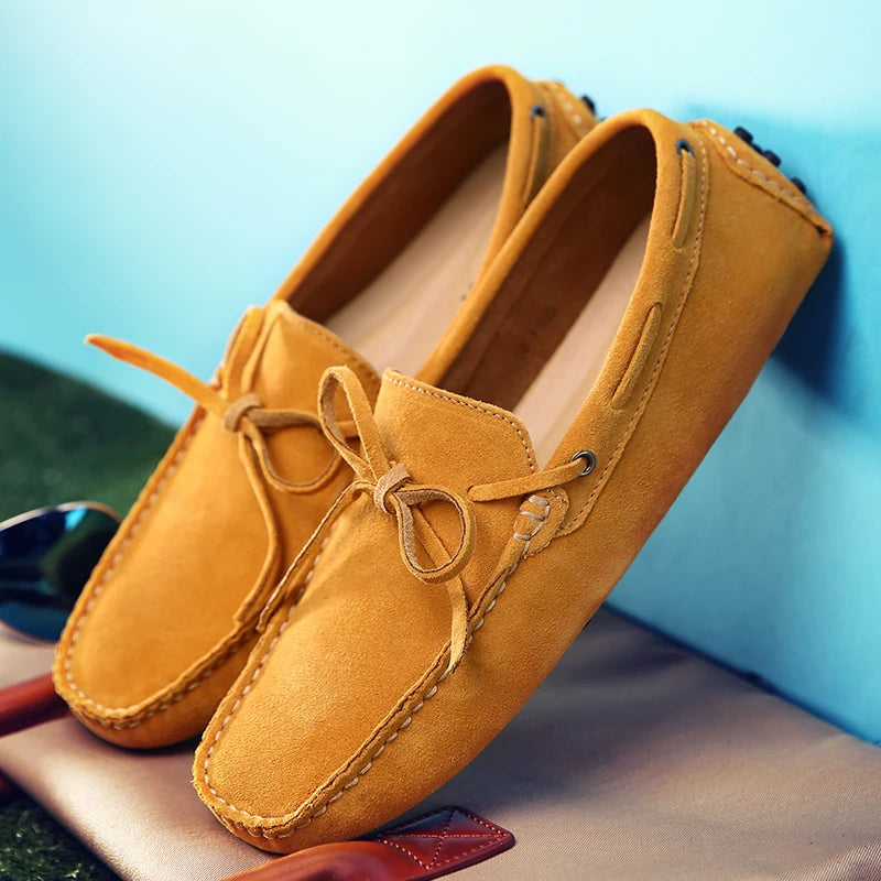 Suede Shoes Men Size 38-49 Luxury Men Loafers Soft Moccasins Man High Quality Shoes Casual Genuine Leather Driving Flats Penny