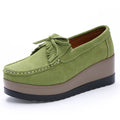 Fashon Green Suede Shoes of Women 2025 Spring Platform Leather Flats Slip on Sneakers Designer Tassel Fringe Loafer Moccasins