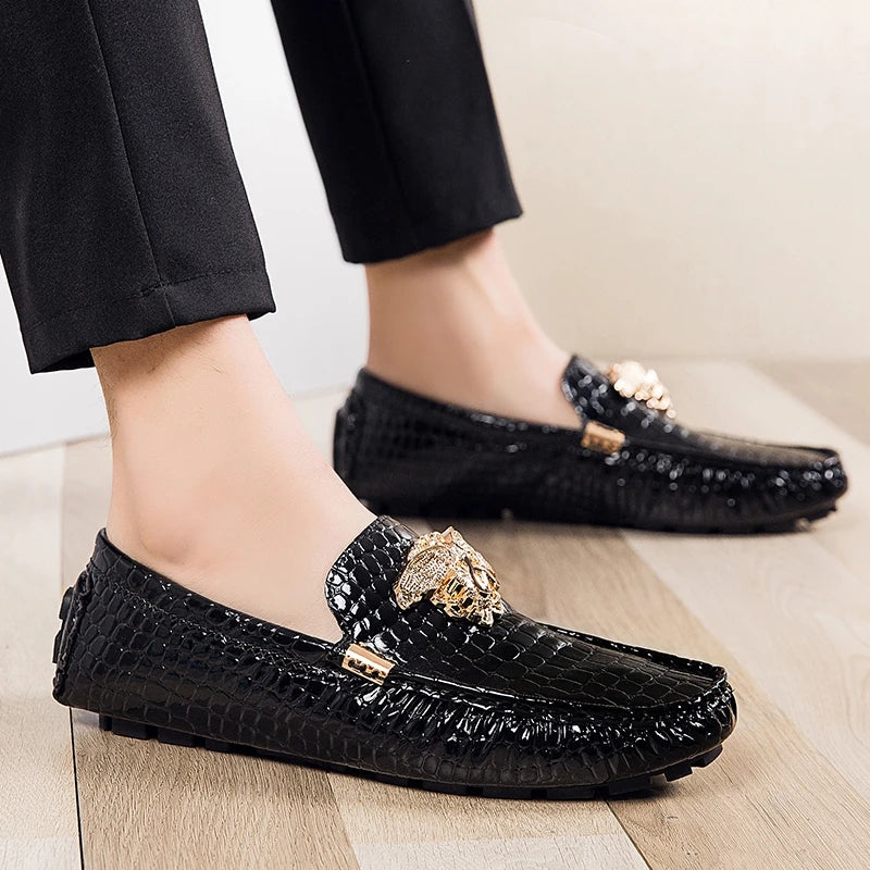 Mocassin Croco Rouge Homme
