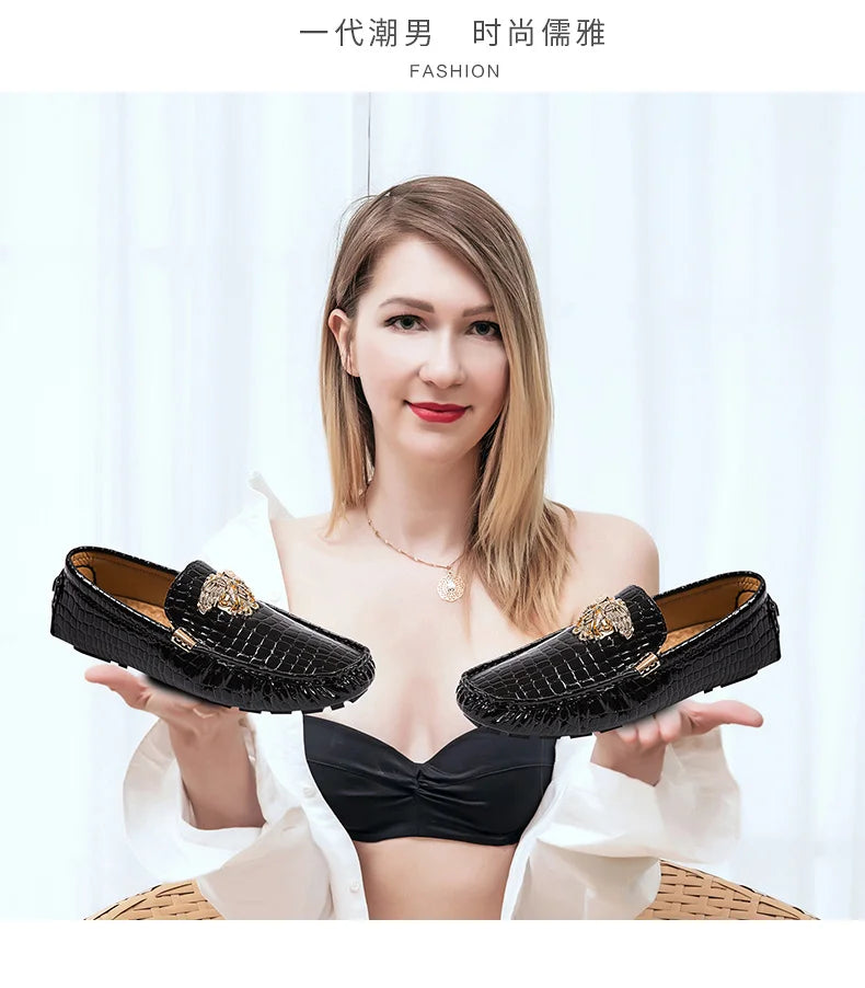 Mocassin Croco Rouge Homme