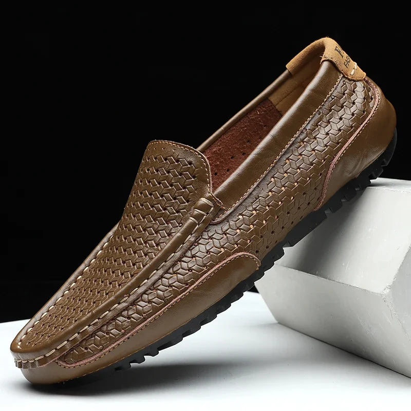 Mocassin Perforé Homme Bleu