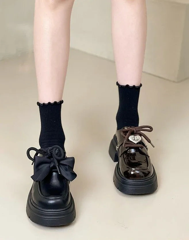 Shoes for Women Loafers Round Toe Block Heel Moccasins Woman Pumps Korean Style Chic Point With Discount Beau Today Young Casual