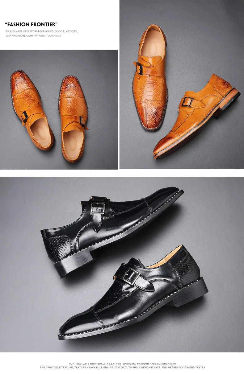 Mocassin Monk Croco Homme