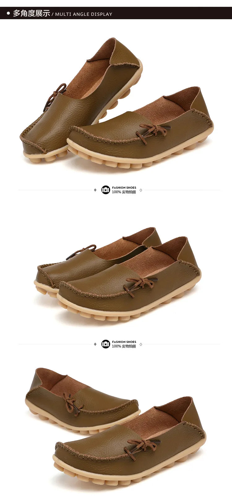 New Moccasins Women Flats 2026 Autumn Woman Loafers Genuine Leather Female Shoes Slip On Ballet Bowtie Women's Shoes Big Size