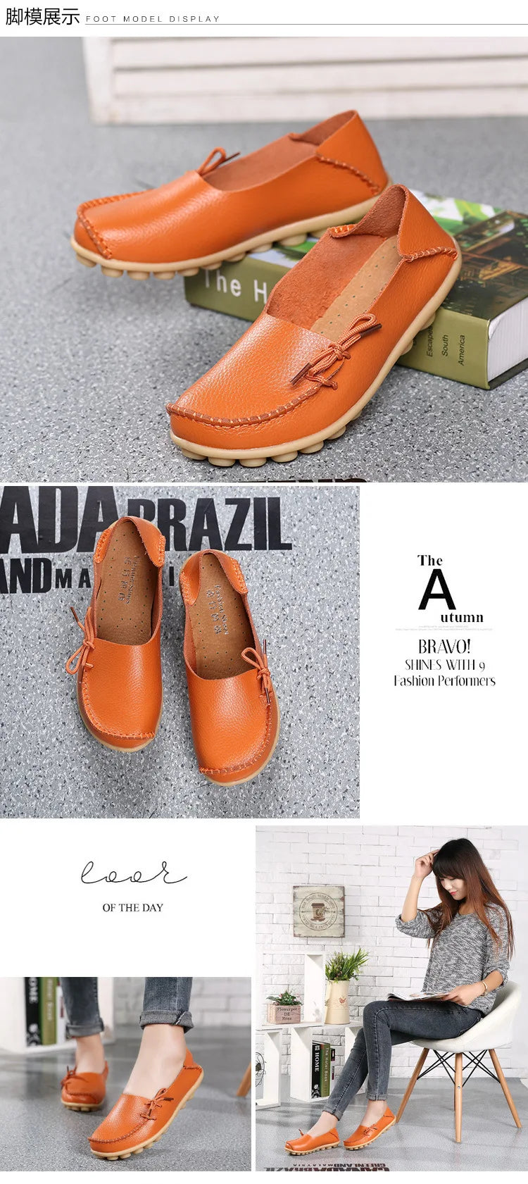 New Moccasins Women Flats 2026 Autumn Woman Loafers Genuine Leather Female Shoes Slip On Ballet Bowtie Women's Shoes Big Size