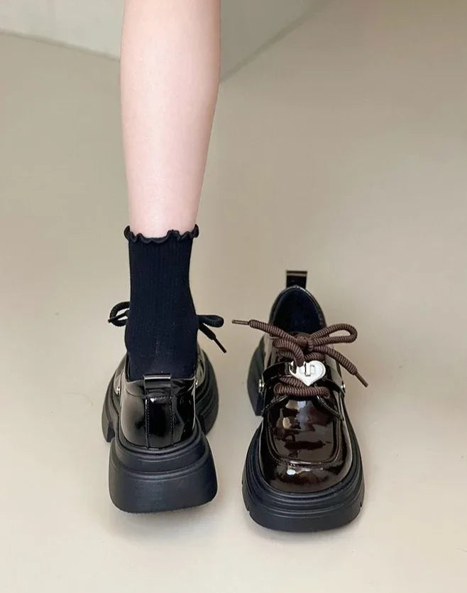 Shoes for Women Loafers Round Toe Block Heel Moccasins Woman Pumps Korean Style Chic Point With Discount Beau Today Young Casual