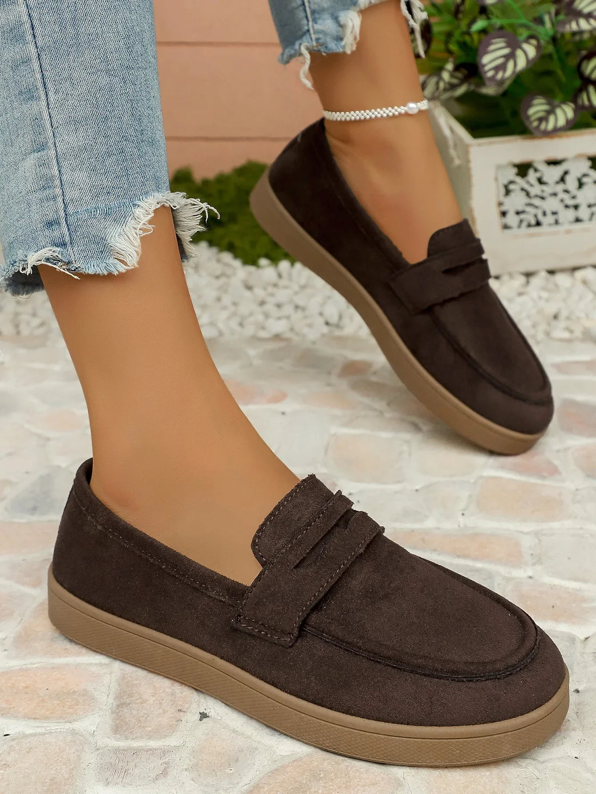 Women's Tassel Slip on Loafers Fashion Comfort Outdoor Flats Casual Shoes Daily Walking Shoes British Style Suede Sneakers 43