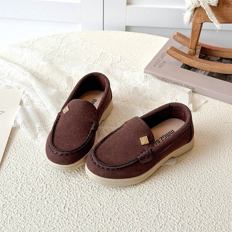 Spring Boy's Loafers Sewing Slip-on Handsome Daily Kid's Flat Shoe Solid Colors Anti-slip Fashion Comfy Children Shoes 7-12Y