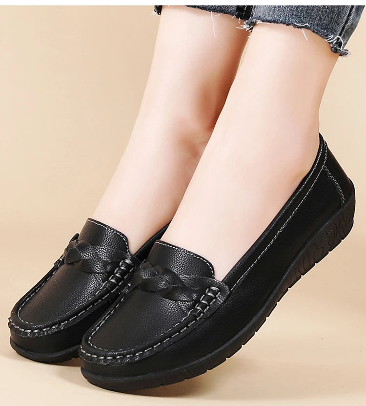 Women Shoes Soft Leather Women's Loafer 2025 New Flats Slip On Casual Shoes Flat Shoes Women White Footwear Zapatos De Mujer