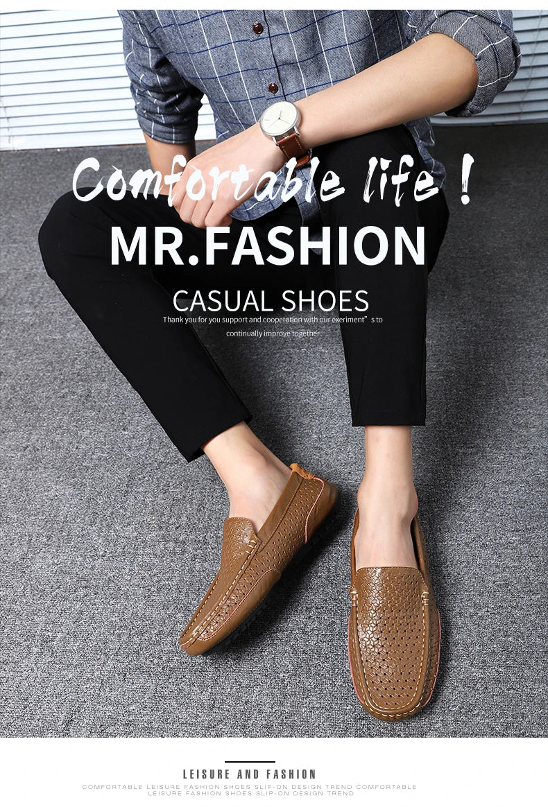 Mocassin Perforé Homme Bleu