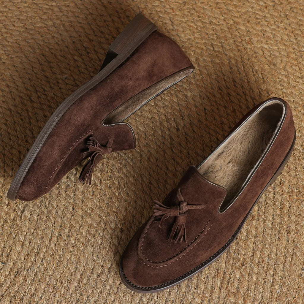 Women's natural suede leather fringe slip-on flats loafers leisure soft comfortable casual female moccasins shoes for woman sale