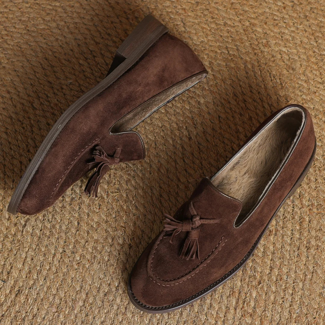 Women's natural suede leather fringe slip-on flats loafers leisure soft comfortable casual female moccasins shoes for woman sale