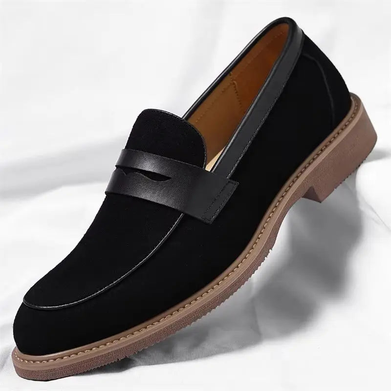 Men Loafer Shoes 2026 New Retro Nubuck Leather Shoes British Style Slip On Lazy Single Shoes Business Casual Leather Shoes For M