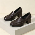 Vintage Women's Penny Loafers Chunky Block Heel Leather Shoes Slip On Round Toe Office Work Shoes Anti Slip Sole Comfort Daily D