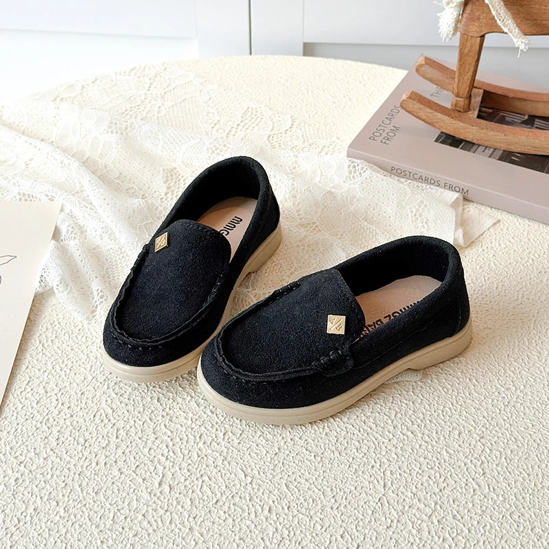 Spring Boy's Loafers Sewing Slip-on Handsome Daily Kid's Flat Shoe Solid Colors Anti-slip Fashion Comfy Children Shoes 7-12Y