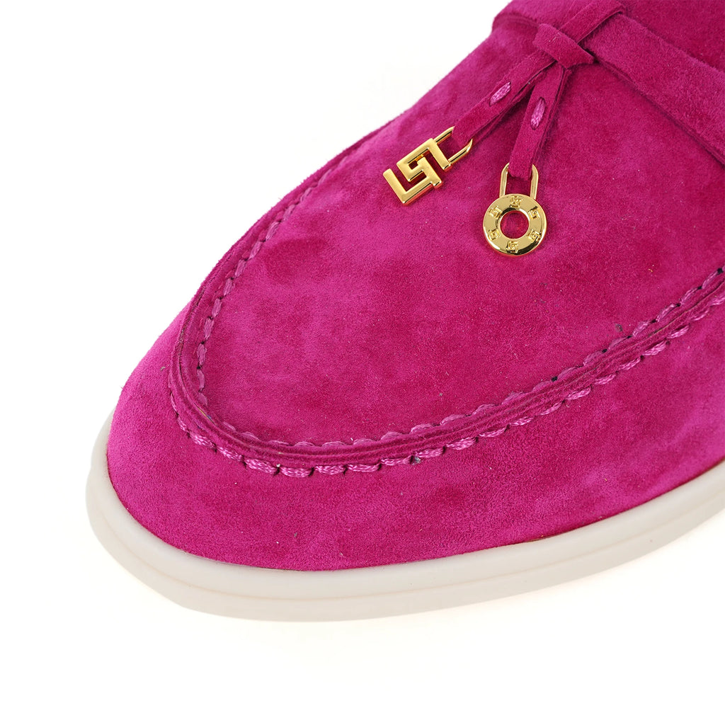 Luxury Designer Tassel Suede Leather Loafers for Women Slip On Slippers Flat Shoes Work Walking Shoes High Quality，GJ Brand 44