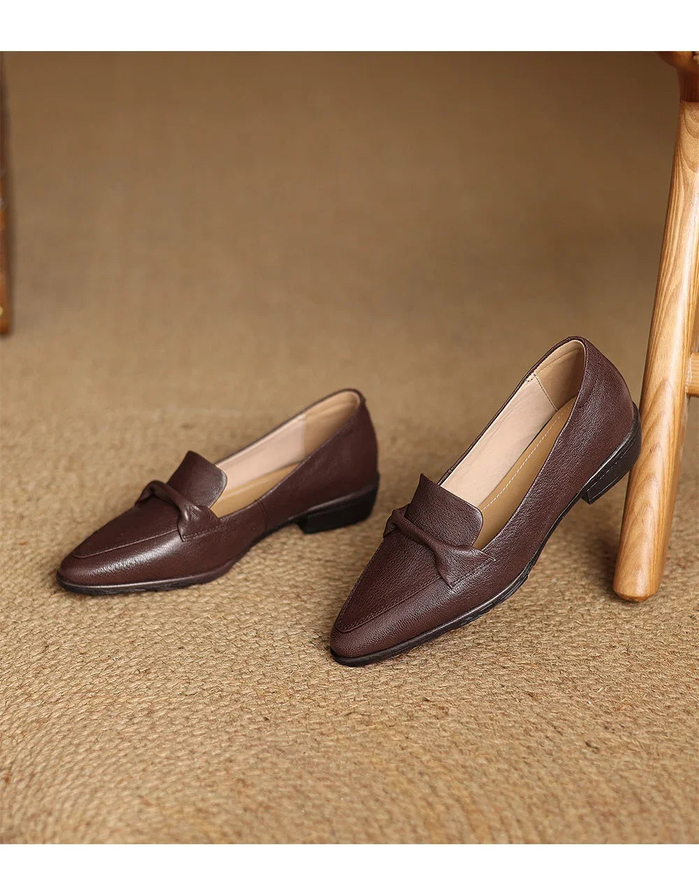 2025 spring autumn women pumps natural leather 22-25cm soft sheepskin+cowhide+pigskin pointed toe thick heel loafers women shoes