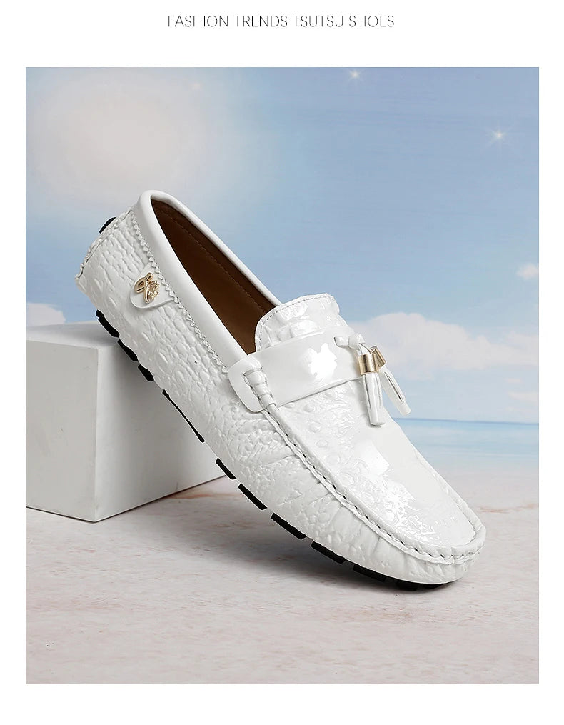 Mocassin Croco Blanc Unisexe