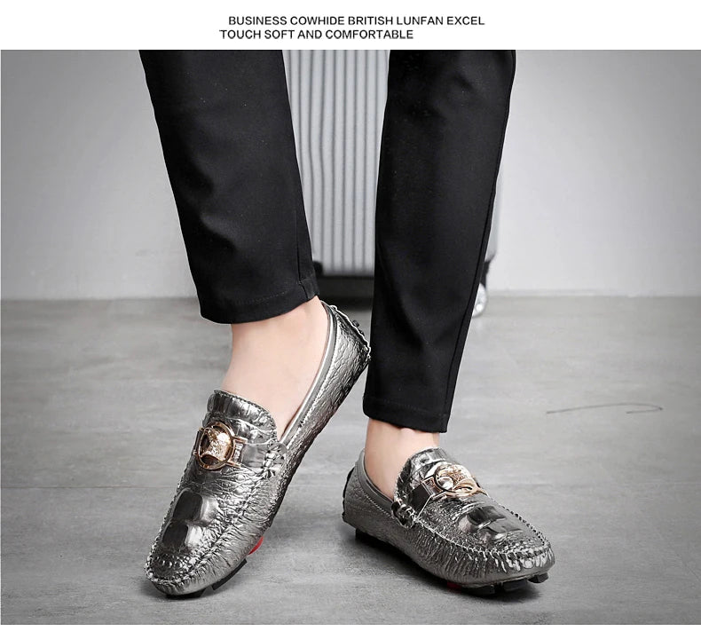 Mocassin Argenté Homme