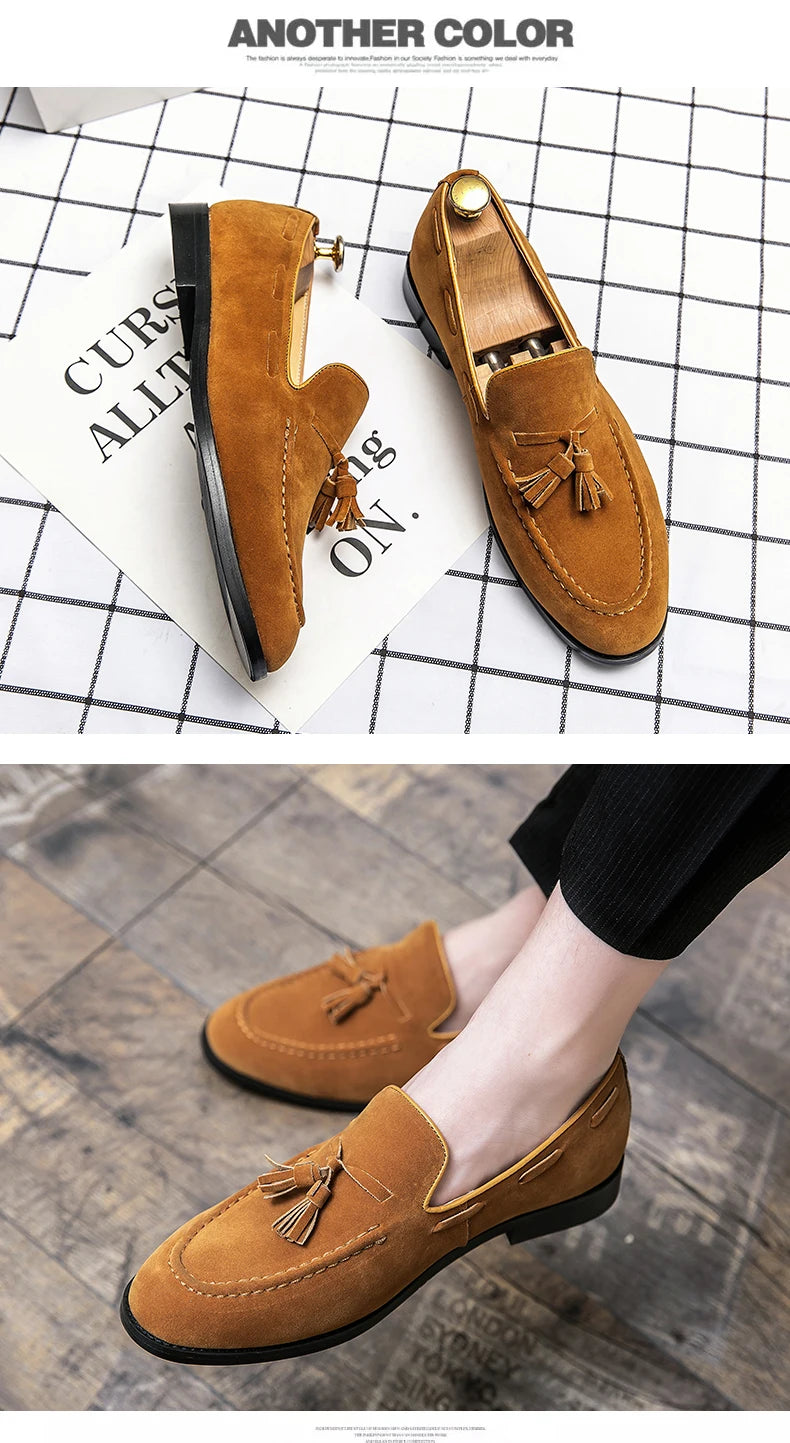 Men Casual Shoes Classic Flat Loafers Male Tassel Casual Business Leather Shoes Man Social Party Formal Loafers Male