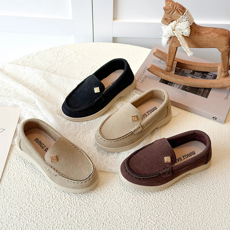 Spring Boy's Loafers Sewing Slip-on Handsome Daily Kid's Flat Shoe Solid Colors Anti-slip Fashion Comfy Children Shoes 7-12Y