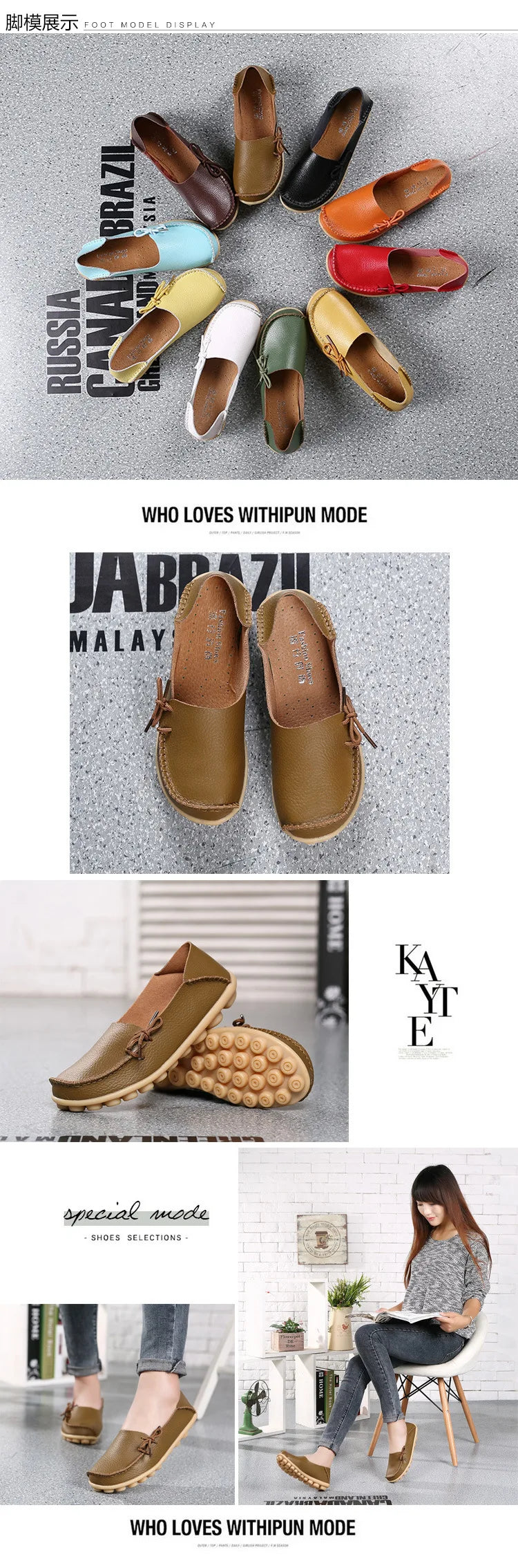 New Moccasins Women Flats 2026 Autumn Woman Loafers Genuine Leather Female Shoes Slip On Ballet Bowtie Women's Shoes Big Size