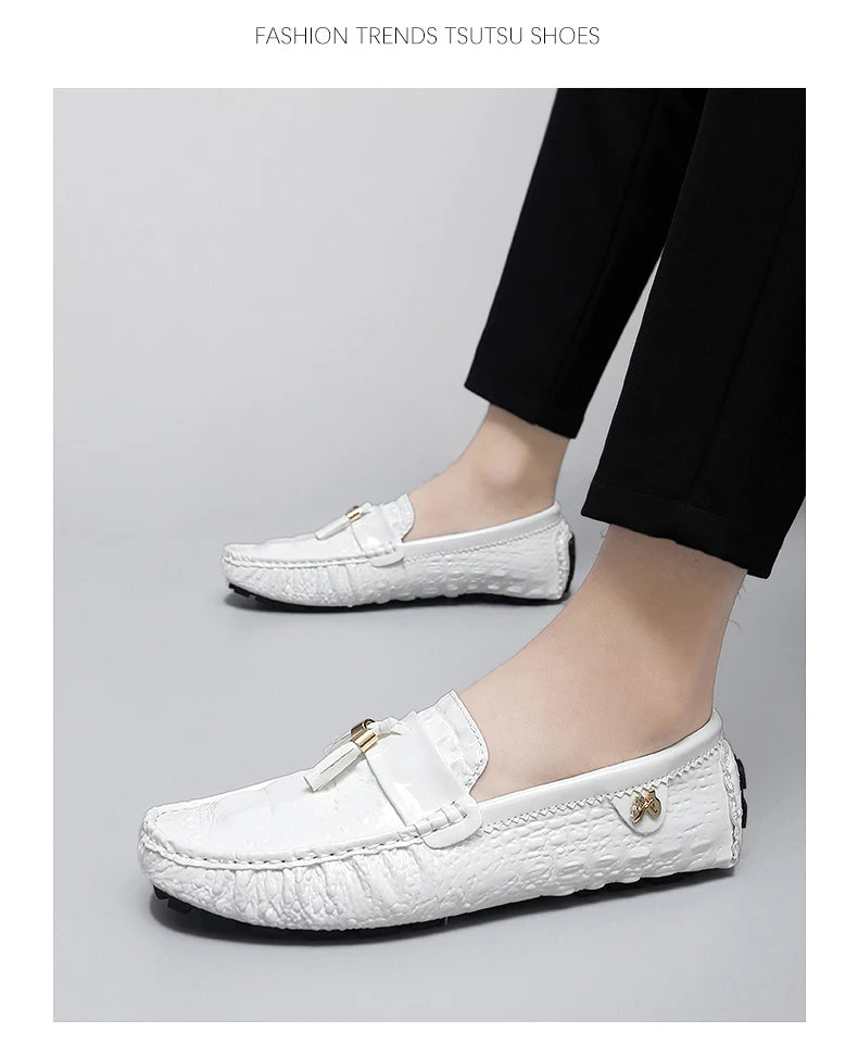 Mocassin Croco Blanc Unisexe