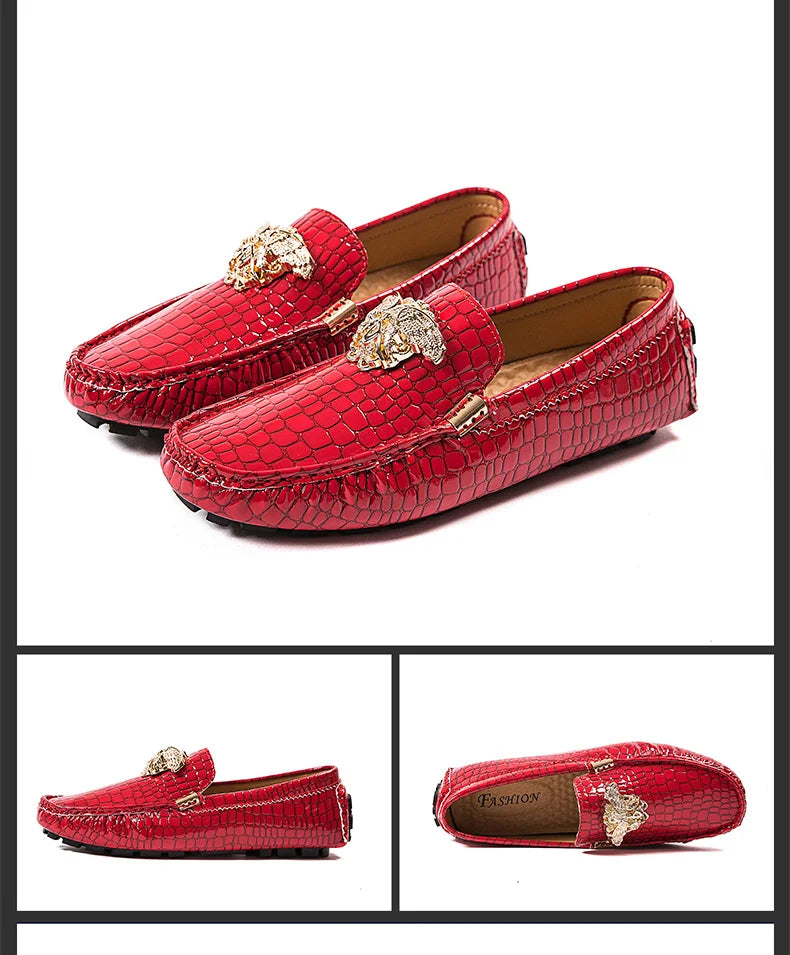 Mocassin Croco Rouge Homme