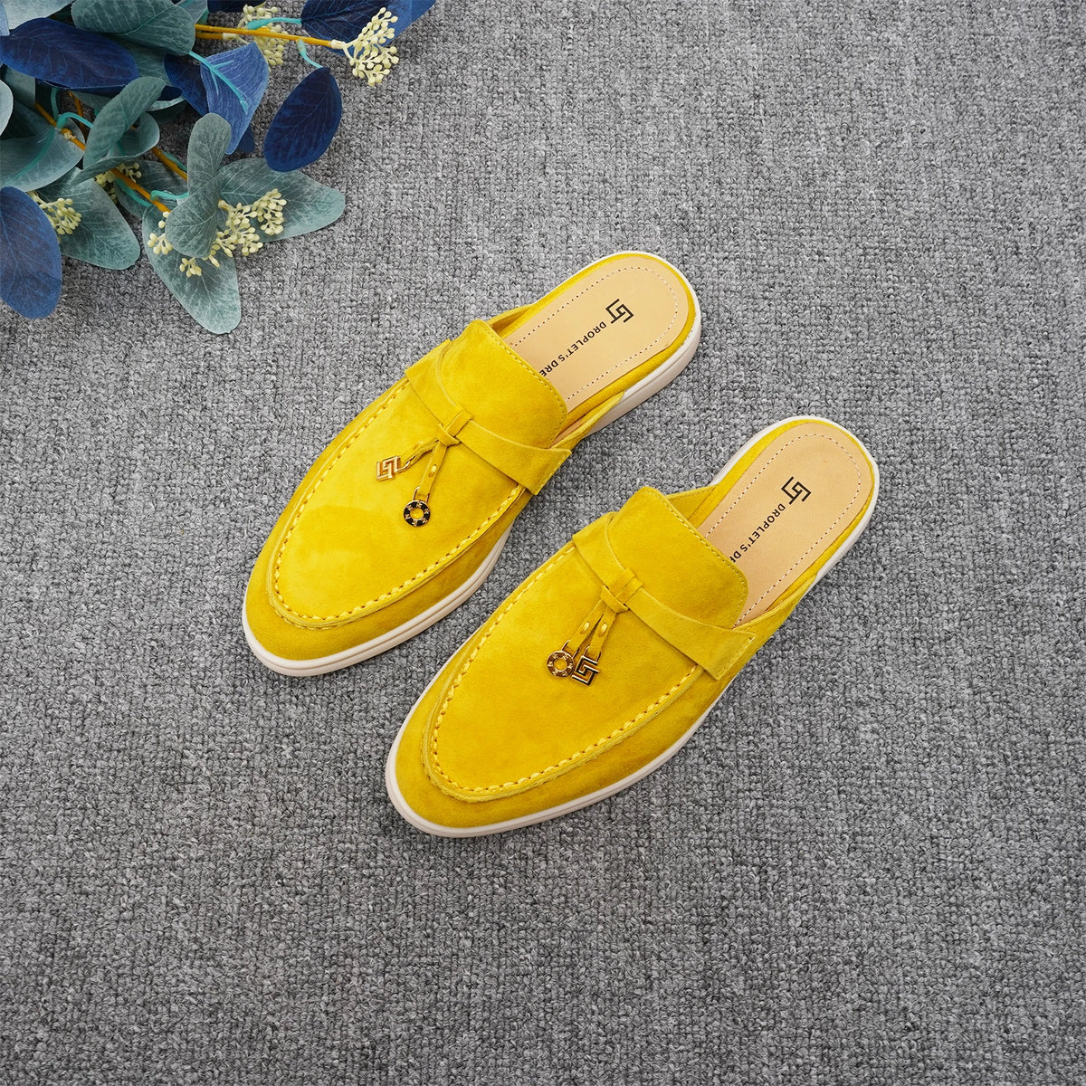 Luxury Designer Tassel Suede Leather Loafers for Women Slip On Slippers Flat Shoes Work Walking Shoes High Quality，GJ Brand 44