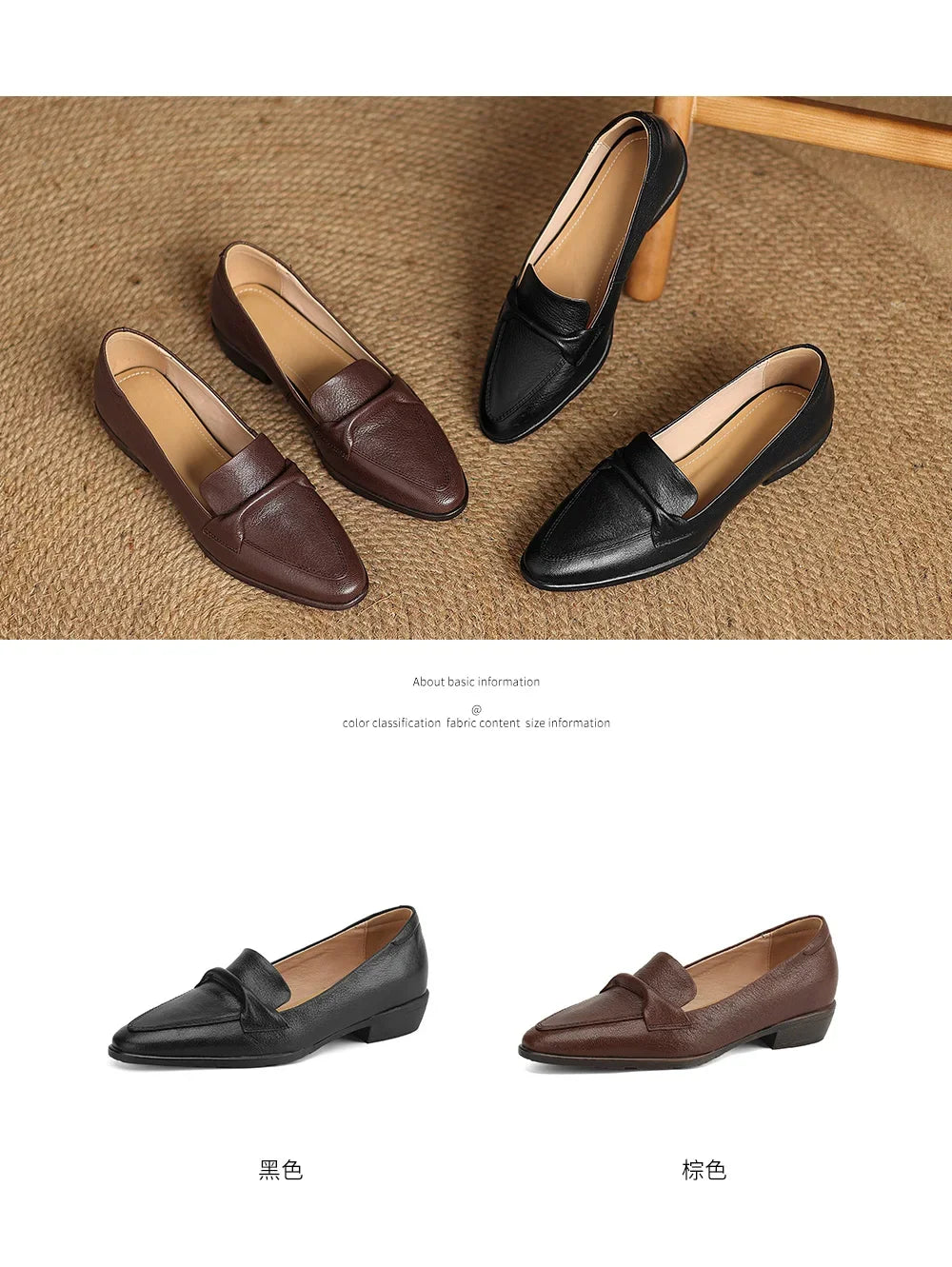 2025 spring autumn women pumps natural leather 22-25cm soft sheepskin+cowhide+pigskin pointed toe thick heel loafers women shoes