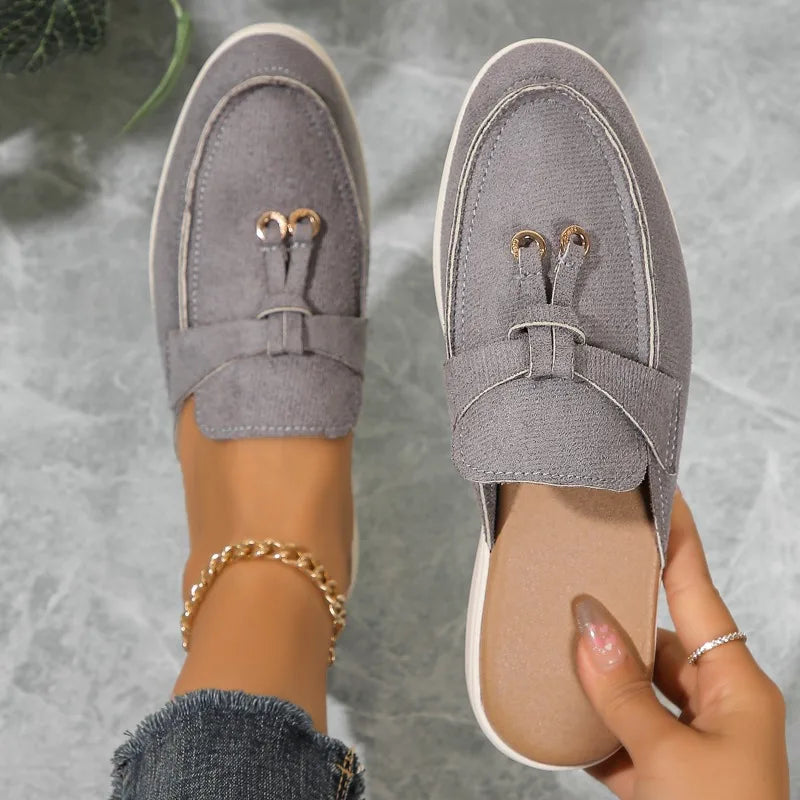 2025 New Casual Flat Bottom Lock Tassel Loafers Fashion Women Single Shoes Brand Metal Buckle Slipper Comfortable Slip on Shoes