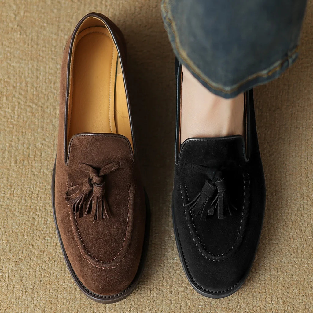 Women's natural suede leather fringe slip-on flats loafers leisure soft comfortable casual female moccasins shoes for woman sale