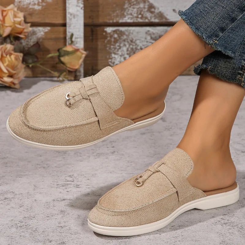 2025 New Casual Flat Bottom Lock Tassel Loafers Fashion Women Single Shoes Brand Metal Buckle Slipper Comfortable Slip on Shoes