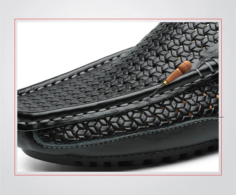 Mocassin Perforé Homme Bleu