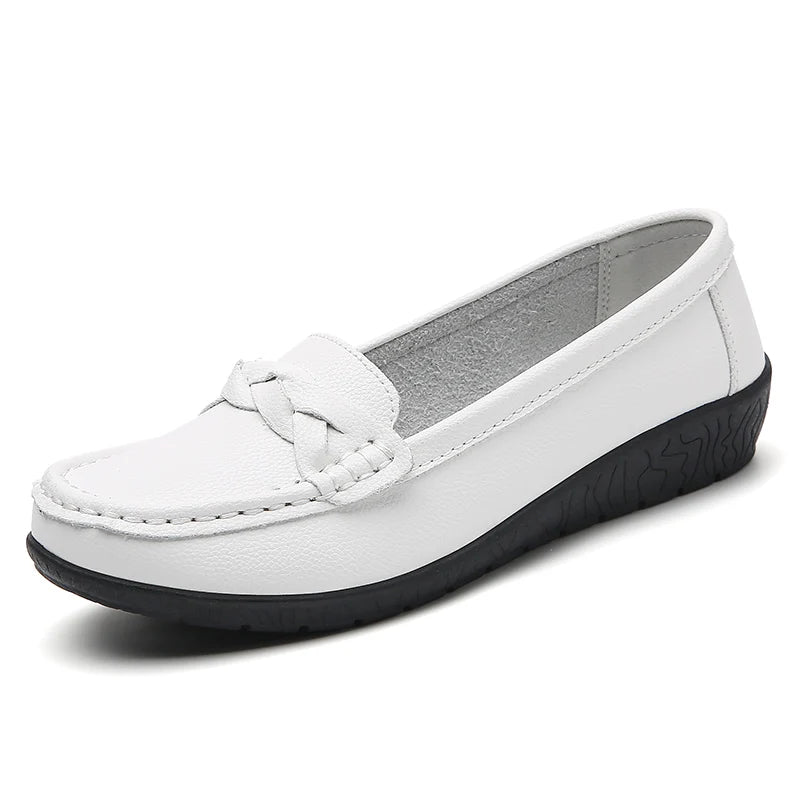 Genuine Leather Women Flats Fashion Soft Flat Shoes Moccasins Shoes Women Casual Ballet Flats Retro Zapatos De Mujer Plus Size