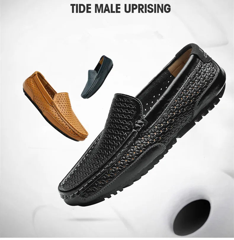 Mocassin Perforé Homme Bleu